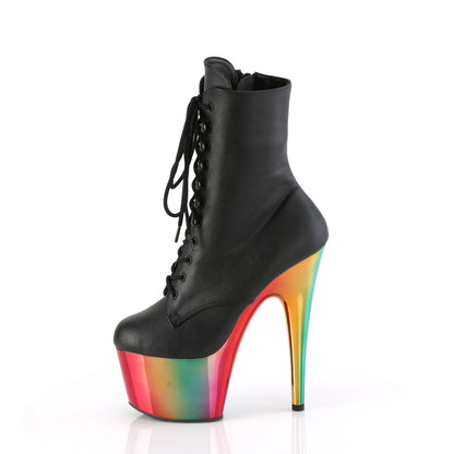Pleaser  Bottines ADORE-1020RC BLK FAUX CUIR /Rainbow Chrome