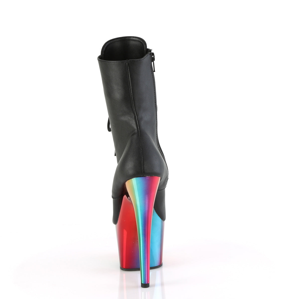 Pleaser  Ankle Boots ADORE-1020RC Blk Faux Leather/Rainbow Chrome