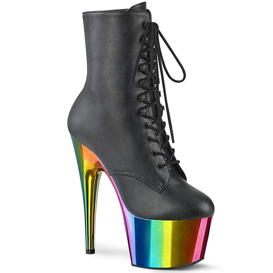 Pleaser  Bottines ADORE-1020RC BLK FAUX CUIR /Rainbow Chrome