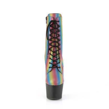 Pleaser Bottines pour femmes ADORE-1020refl-02 Rainbow Réfléchissant / blk mat