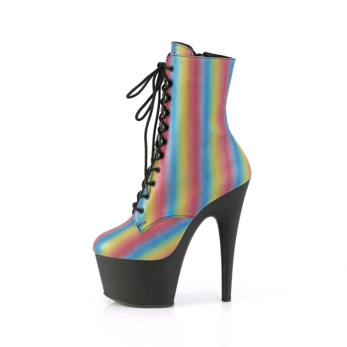 Pleaser Bottines pour femmes ADORE-1020refl-02 Rainbow Réfléchissant / blk mat