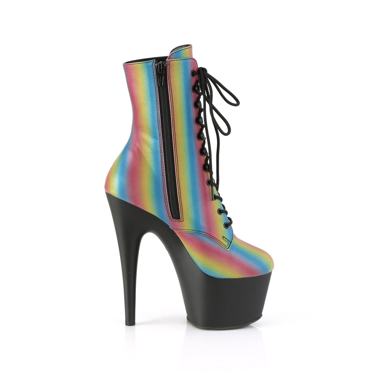 Pleaser Bottines pour femmes ADORE-1020refl-02 Rainbow Réfléchissant / blk mat