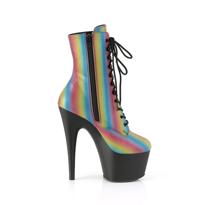 Pleaser Bottines pour femmes ADORE-1020refl-02 Rainbow Réfléchissant / blk mat