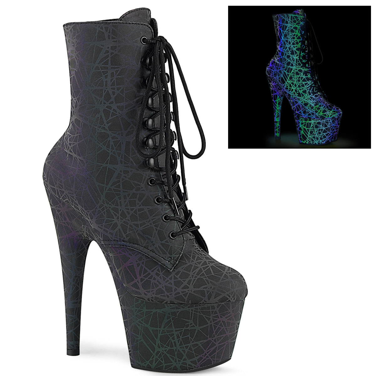 Pleaser Bottines pour femmes ADORE-1020refl vert-violet refl./green-purple reflet.