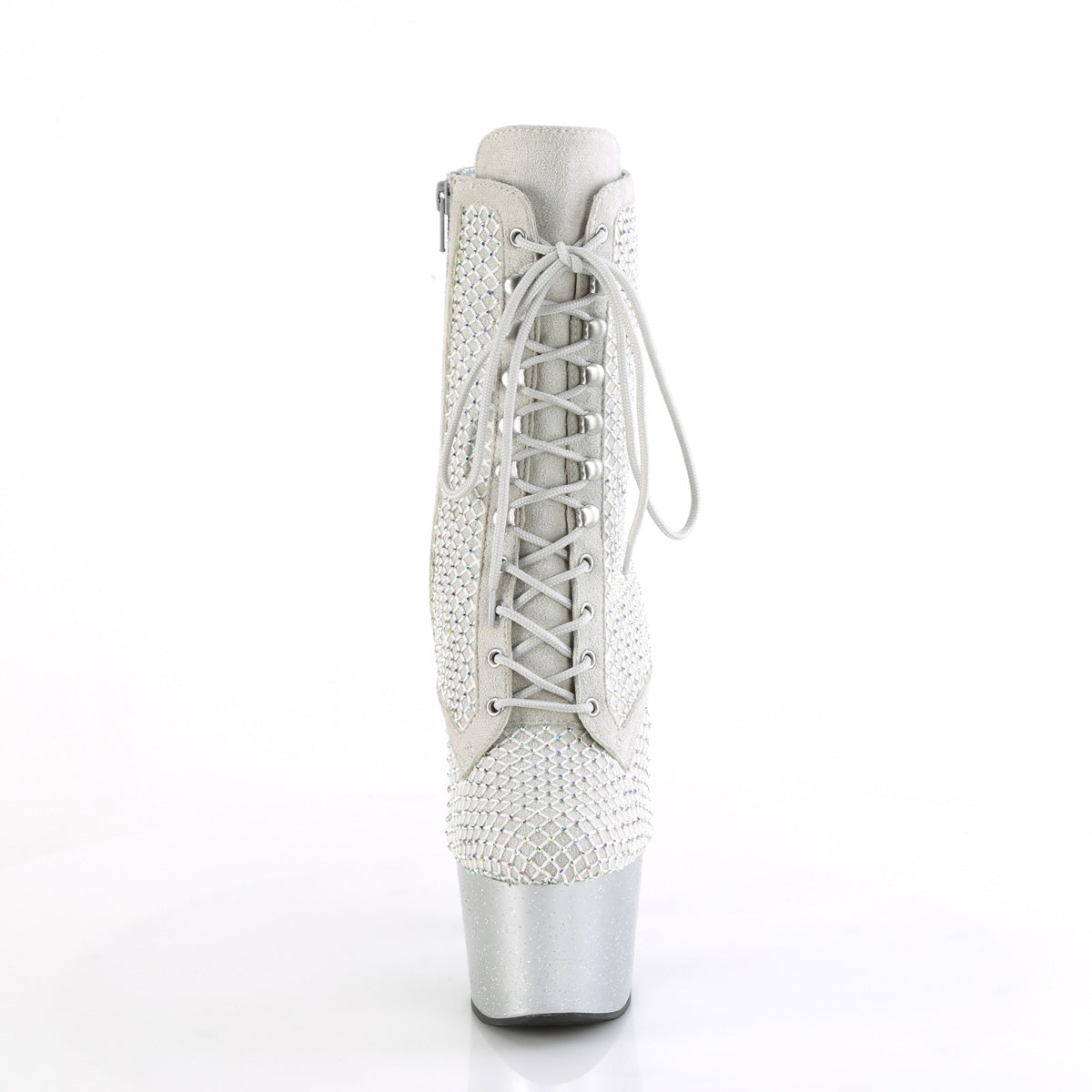 Pleaser Women's Platform Shoes ADORE-1020RM Silver Faux Sude-RS Mesh/Slv Matte