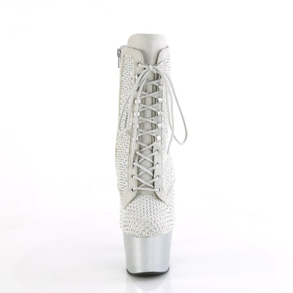 Pleaser Women's Platform Shoes ADORE-1020RM Silver Faux Sude-RS Mesh/Slv Matte