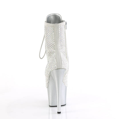Pleaser Women's Platform Shoes ADORE-1020RM Silver Faux Sude-RS Mesh/Slv Matte