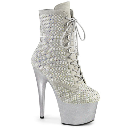 Pleaser Women's Platform Shoes ADORE-1020RM Silver Faux Sude-RS Mesh/Slv Matte