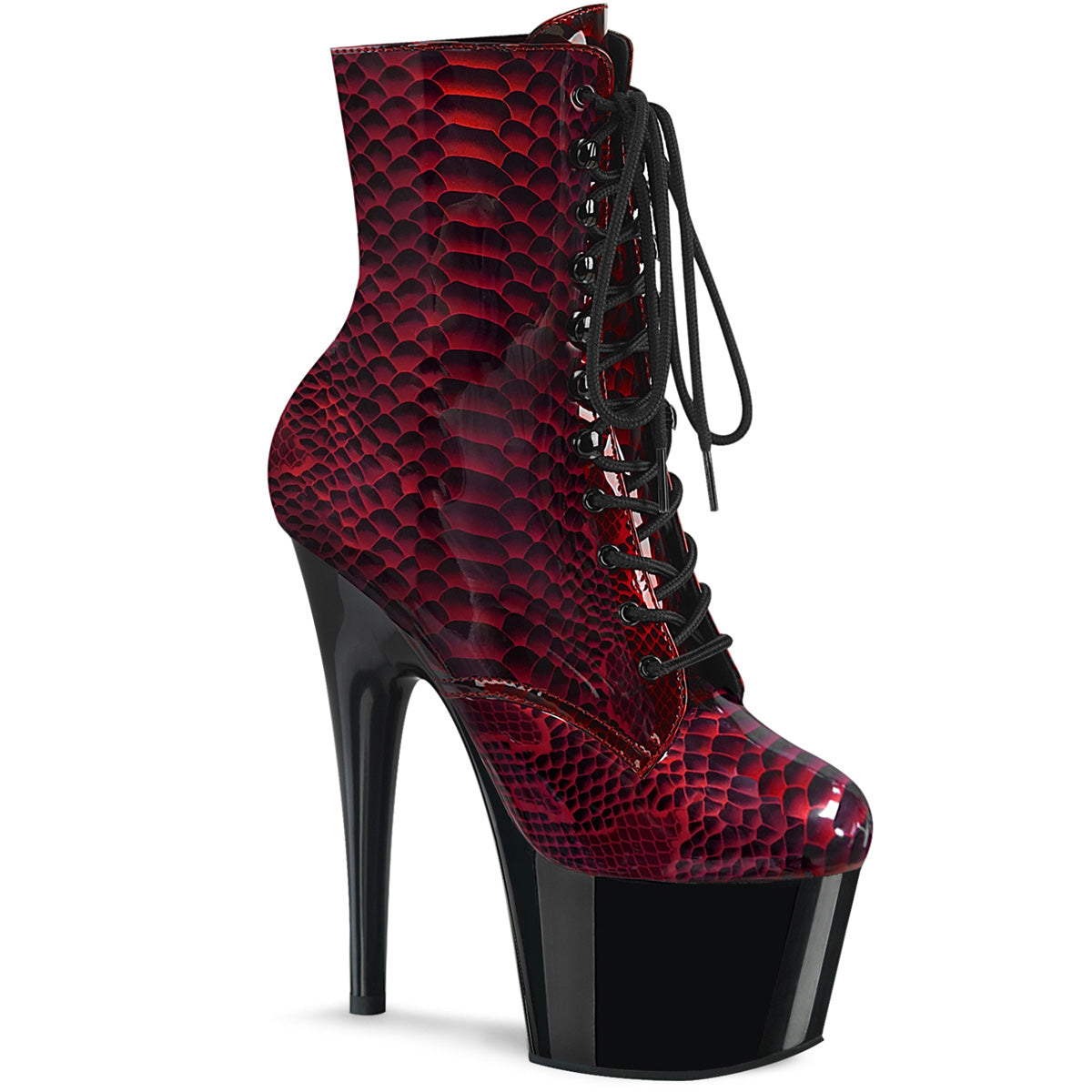 Pleaser Bottines pour femmes ADORE-1020SP print d'impression de serpent rouge / blk