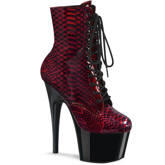 Pleaser Bottines pour femmes ADORE-1020SP print d'impression de serpent rouge / blk