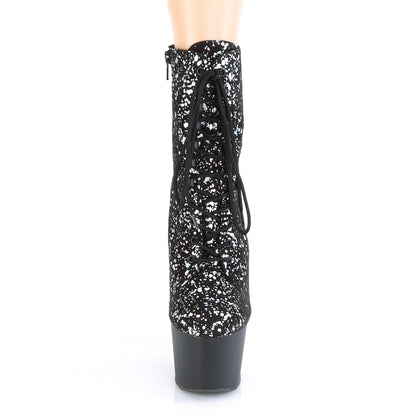 Pleaser Bottines pour femmes ADORE-1020splat blk velvet-slv holo / blk mat