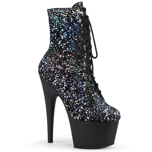 Pleaser Bottines pour femmes ADORE-1020splat blk velvet-slv holo / blk mat