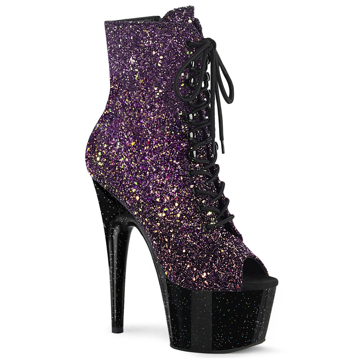 Pleaser Bottines pour femmes ADORE-1021ombg Purple Multi Glitter / Blk