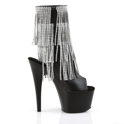 Pleaser Womens Ankle Boots ADORE-1024RSF Blk Faux Leather-Slv/Blk Matte