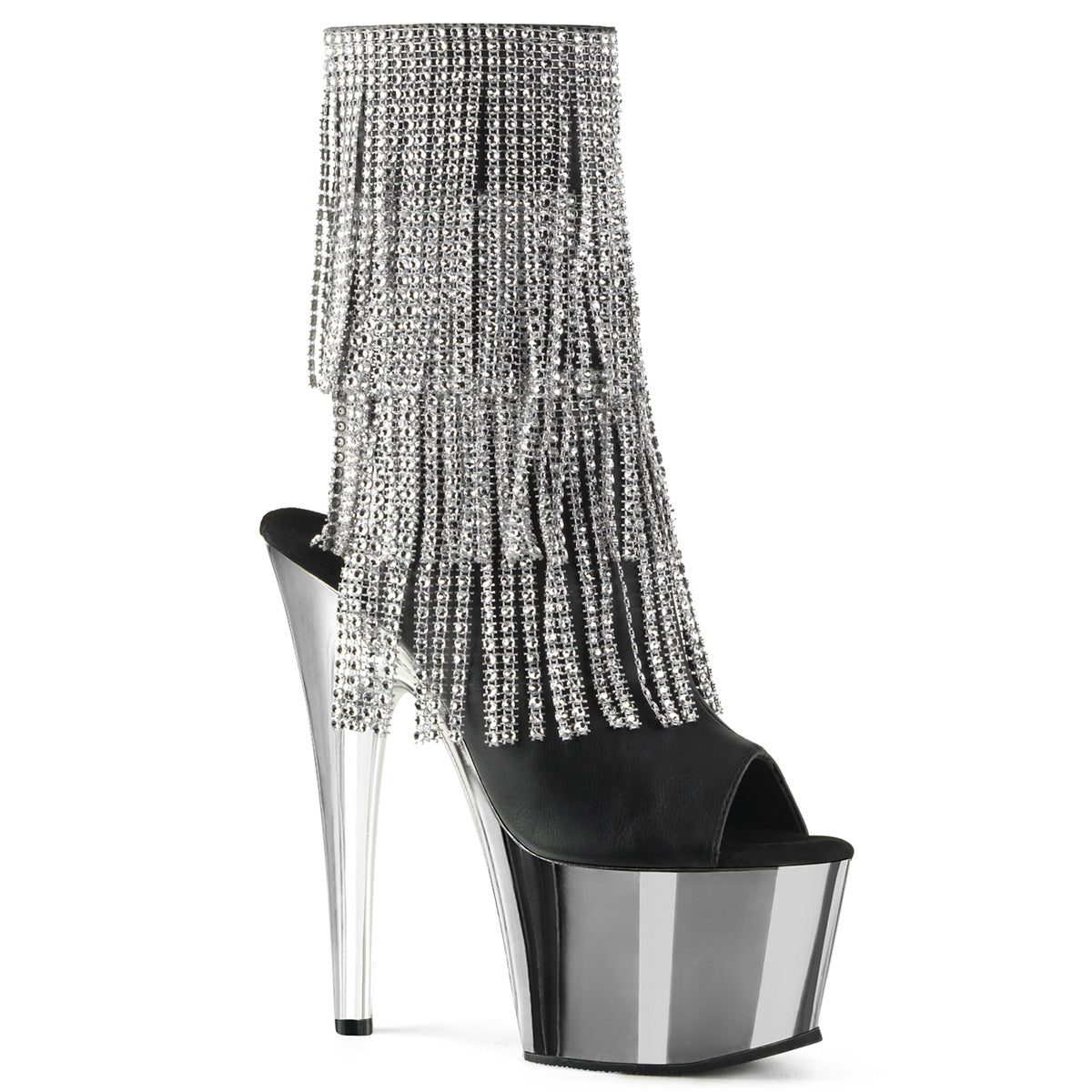 Pleaser Bottines pour femmes ADORE-1024RSF BLK FAUX cuir-SLV / SLV Chrome