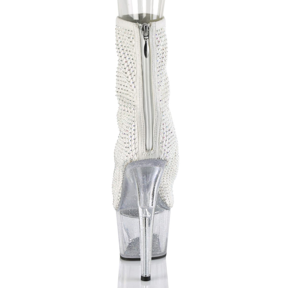 Pleaser Womens Ankle Boots ADORE-1031GM Wht Fabric-RS Mesh/Clr