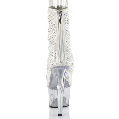 Pleaser Womens Ankle Boots ADORE-1031GM Wht Fabric-RS Mesh/Clr