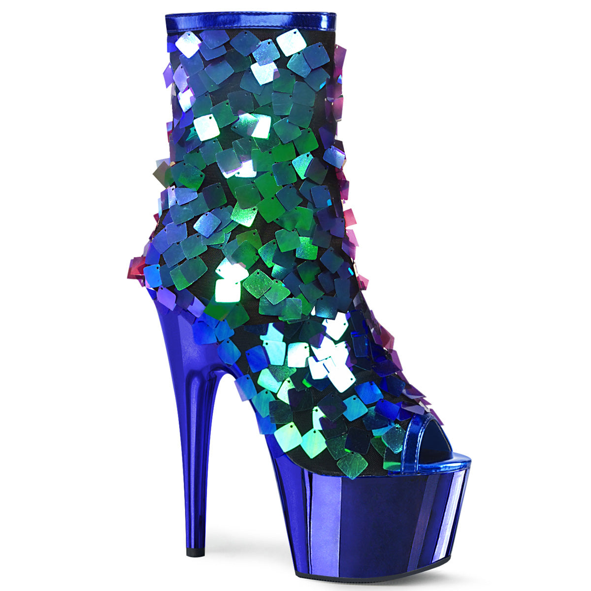 Pleaser Bottines pour femmes ADORE-1031ssq iri.green sequins-r.blue Metpu / r.bluechrome