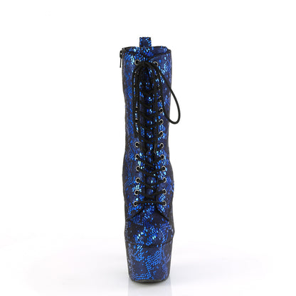 Pleaser   ADORE-1040spf Tissu d'impression de serpent métallique bleu / m
