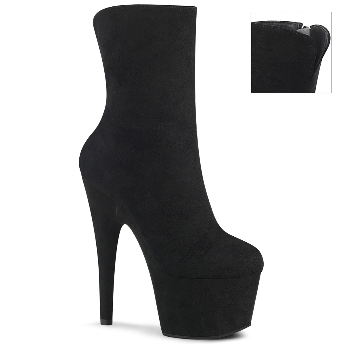 Pleaser Womens Ankle Boots ADORE-1042 Blk Faux Suede/Blk Faux Suede