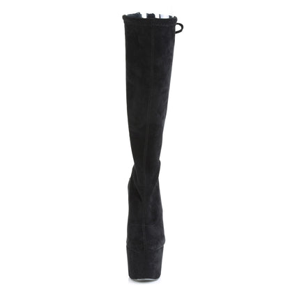 Pleaser Bottes pour femmes ADORE-2008 Blk Stretch Faux Suisse / BLK FAUX SUDE