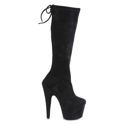 Pleaser Bottes pour femmes ADORE-2008 Blk Stretch Faux Suisse / BLK FAUX SUDE