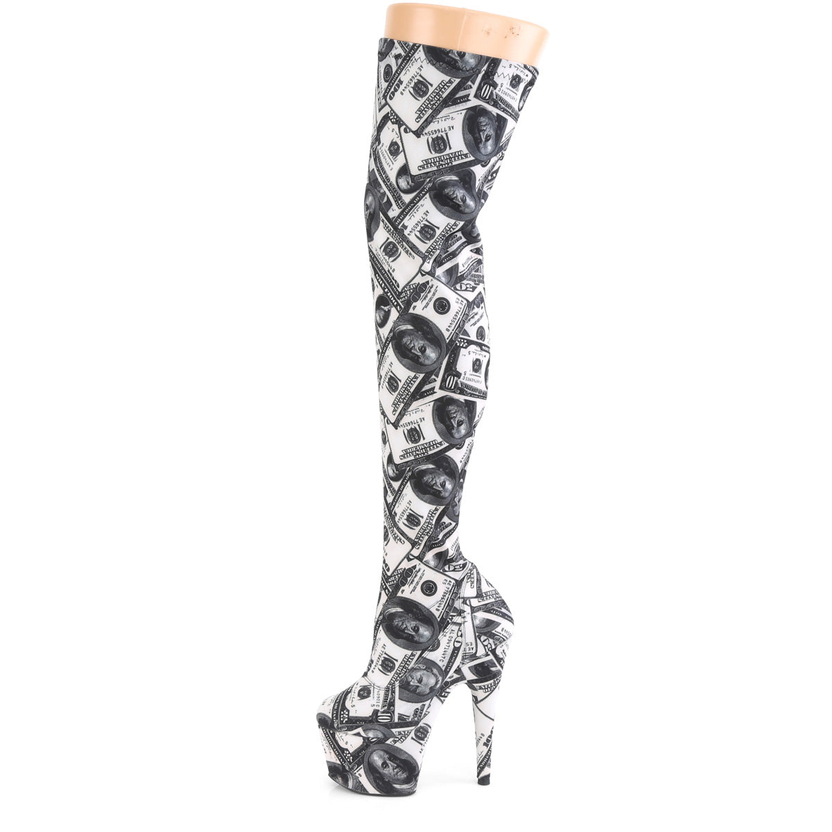 Pleaser Bottes pour femmes ADORE-3000dp wht-blk str. Tissu / wht-blk