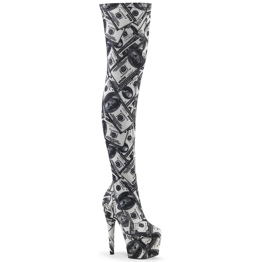 Pleaser Bottes pour femmes ADORE-3000dp wht-blk str. Tissu / wht-blk