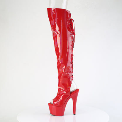 Pleaser Women's Platform Shoes ADORE-3019HWR Red Str. Holo/Red Holo