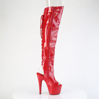 Pleaser Women's Platform Shoes ADORE-3019HWR Red Str. Holo/Red Holo