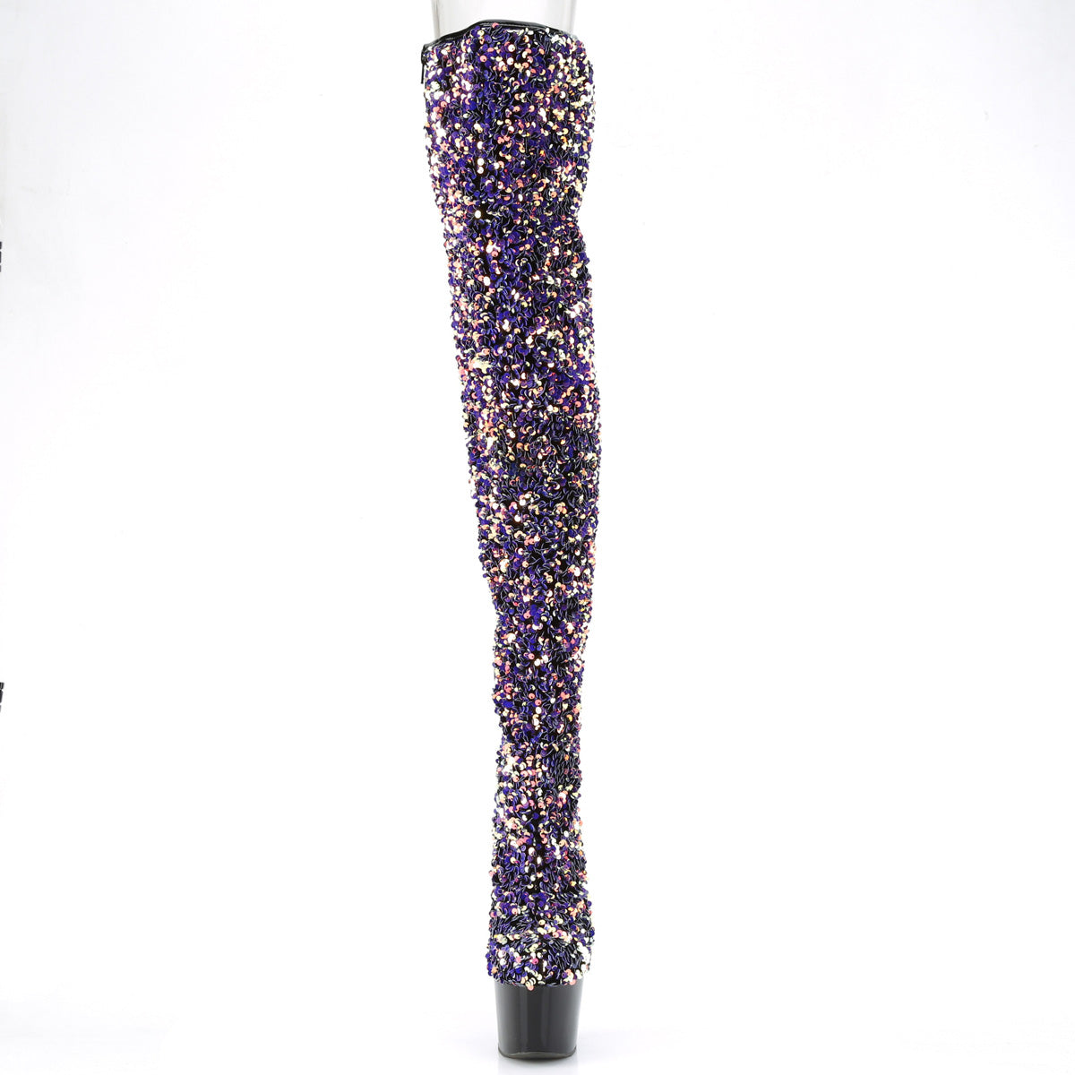 Pleaser Bottes pour femmes ADORE-3020 paillettes multiples pourpre / blk