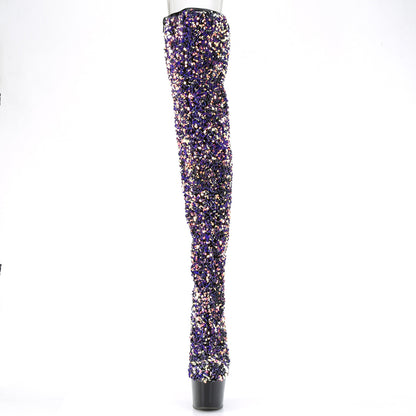 Pleaser Bottes pour femmes ADORE-3020 paillettes multiples pourpre / blk