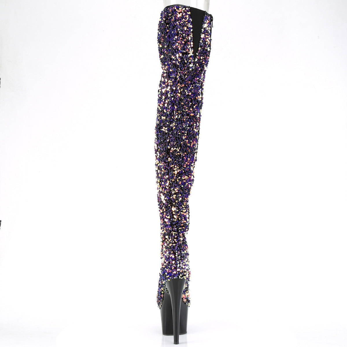 Pleaser Bottes pour femmes ADORE-3020 paillettes multiples pourpre / blk