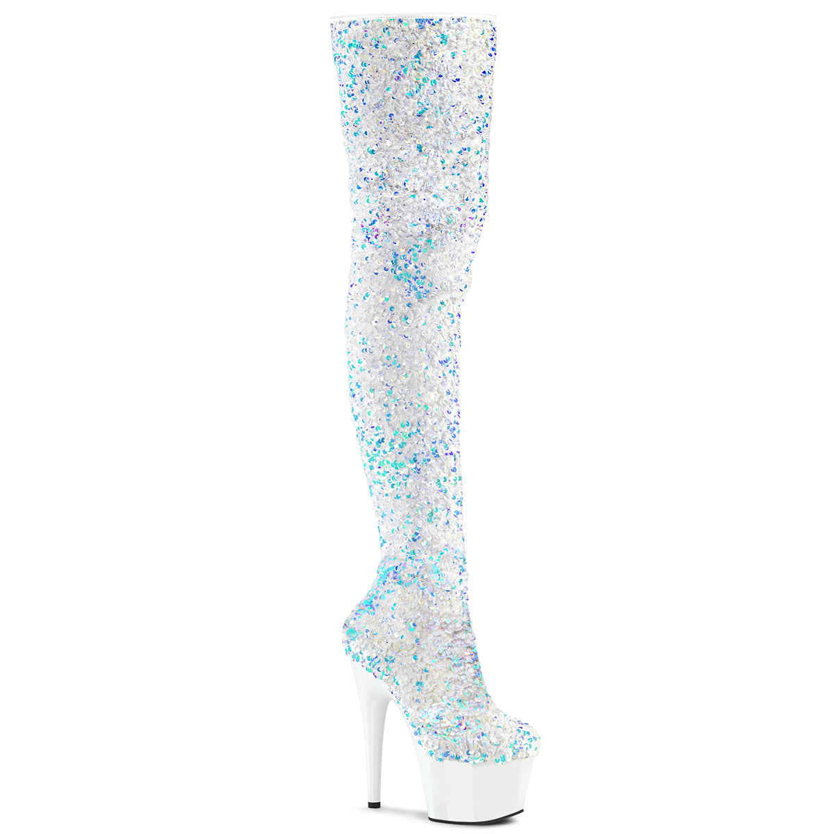 Pleaser Bottes pour femmes ADORE-3020 WHT multi-paillettes / wht