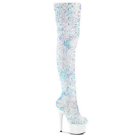 Pleaser Bottes pour femmes ADORE-3020 WHT multi-paillettes / wht