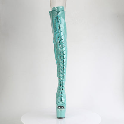 Pleaser Women's Platform Shoes ADORE-3021GP Aqua Glitter Pat/M