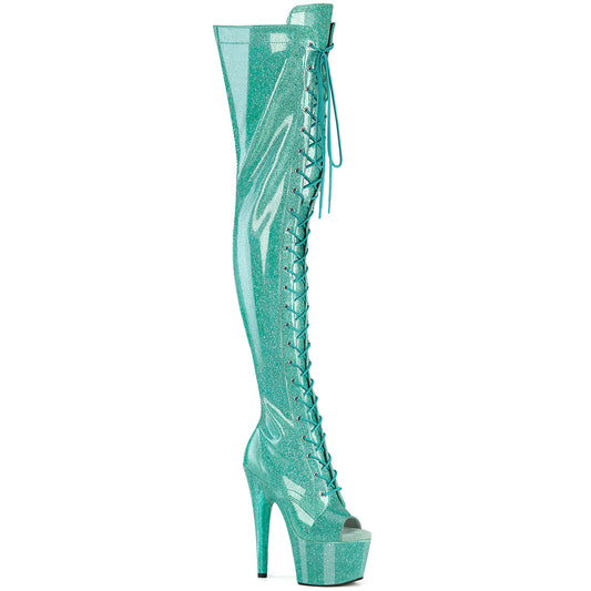 Pleaser Women's Platform Shoes ADORE-3021GP Aqua Glitter Pat/M