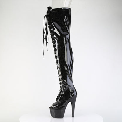 Pleaser Women's Platform Shoes ADORE-3021GP Blk Glitter Pat/M