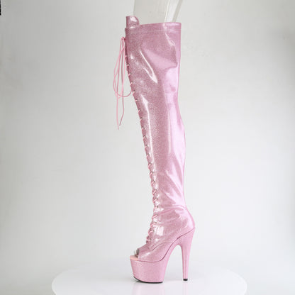 Pleaser Women's Platform Shoes ADORE-3021GP B. Pink Glitter Pat/M