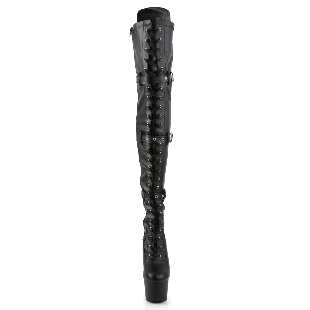 Pleaser Bottes pour femmes ADORE-3028 BLK STR FAUX CUIR / BLK MATTE