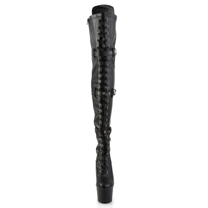 Pleaser Bottes pour femmes ADORE-3028 BLK STR FAUX CUIR / BLK MATTE