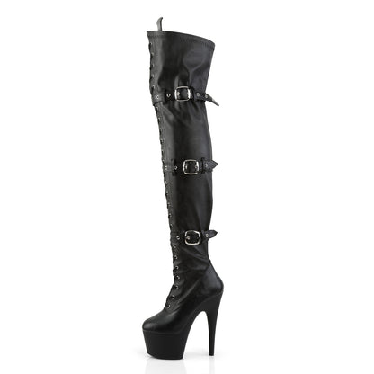 Pleaser Bottes pour femmes ADORE-3028 BLK STR FAUX CUIR / BLK MATTE