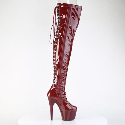 Pleaser Women's Platform Shoes ADORE-3063 Burgundy Str. Pat/Burgundy