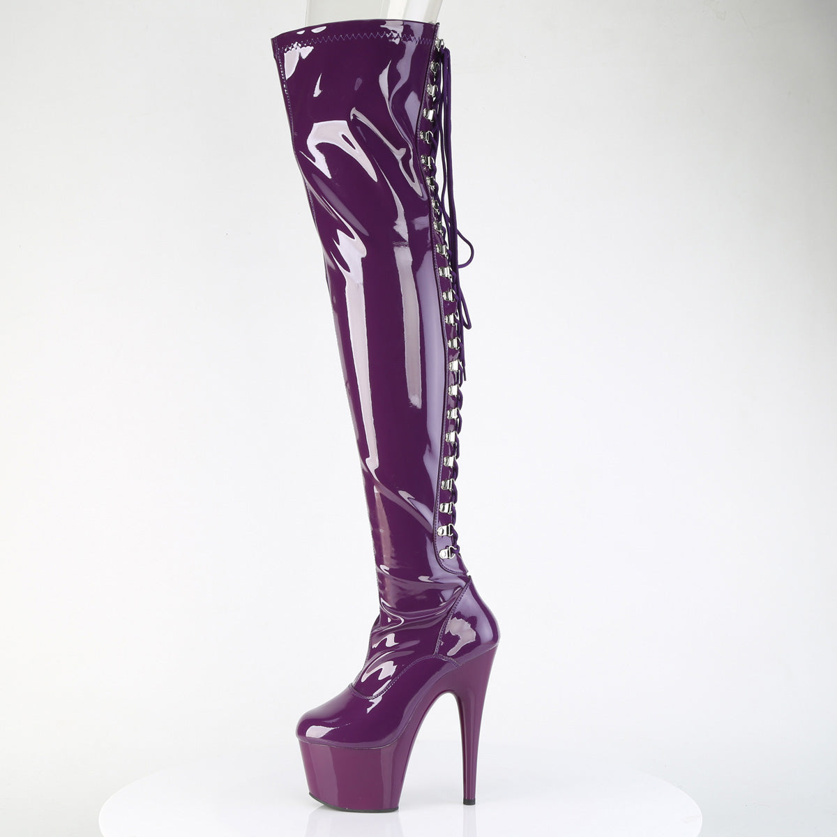 Pleaser Women's Platform Shoes ADORE-3063 Purple Str. Pat/Purple