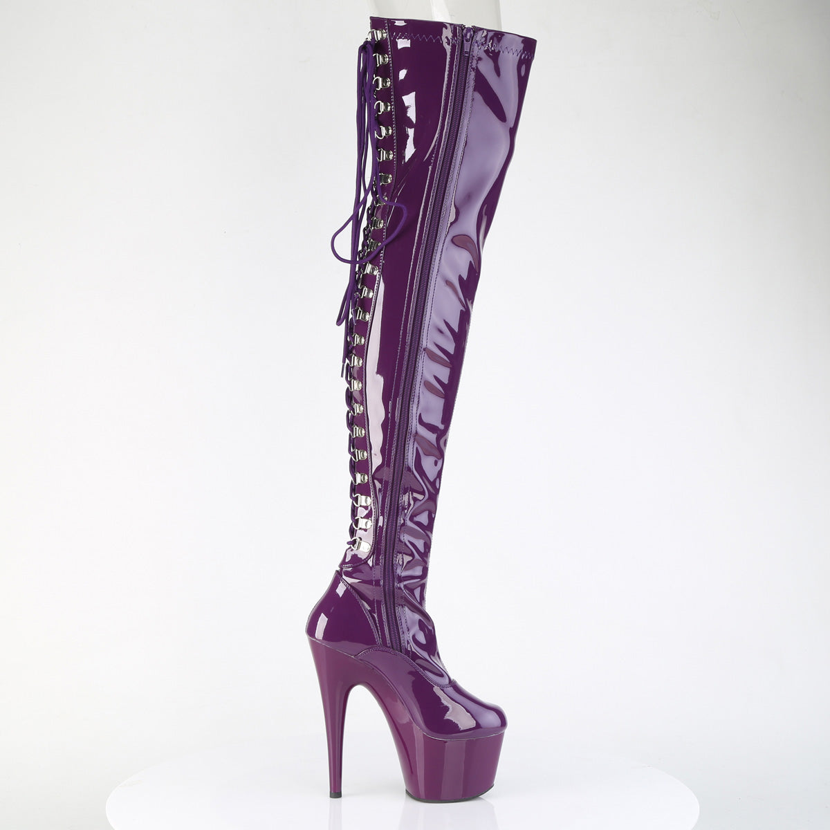 Pleaser Women's Platform Shoes ADORE-3063 Purple Str. Pat/Purple