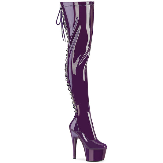 Pleaser Women's Platform Shoes ADORE-3063 Purple Str. Pat/Purple