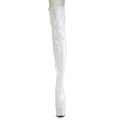 Pleaser Women's Platform Shoes ADORE-3063 Wht Str Pat/Wht