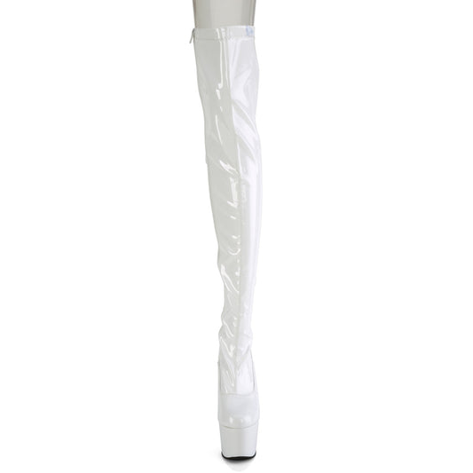 Pleaser Women's Platform Shoes ADORE-3063 Wht Str Pat/Wht