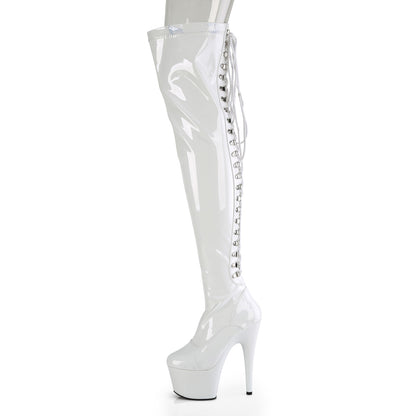 Pleaser Women's Platform Shoes ADORE-3063 Wht Str Pat/Wht