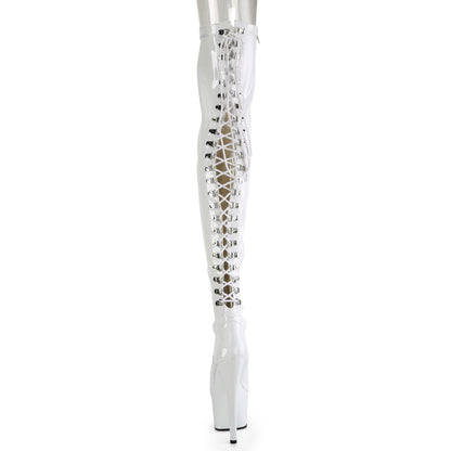 Pleaser Women's Platform Shoes ADORE-3063 Wht Str Pat/Wht